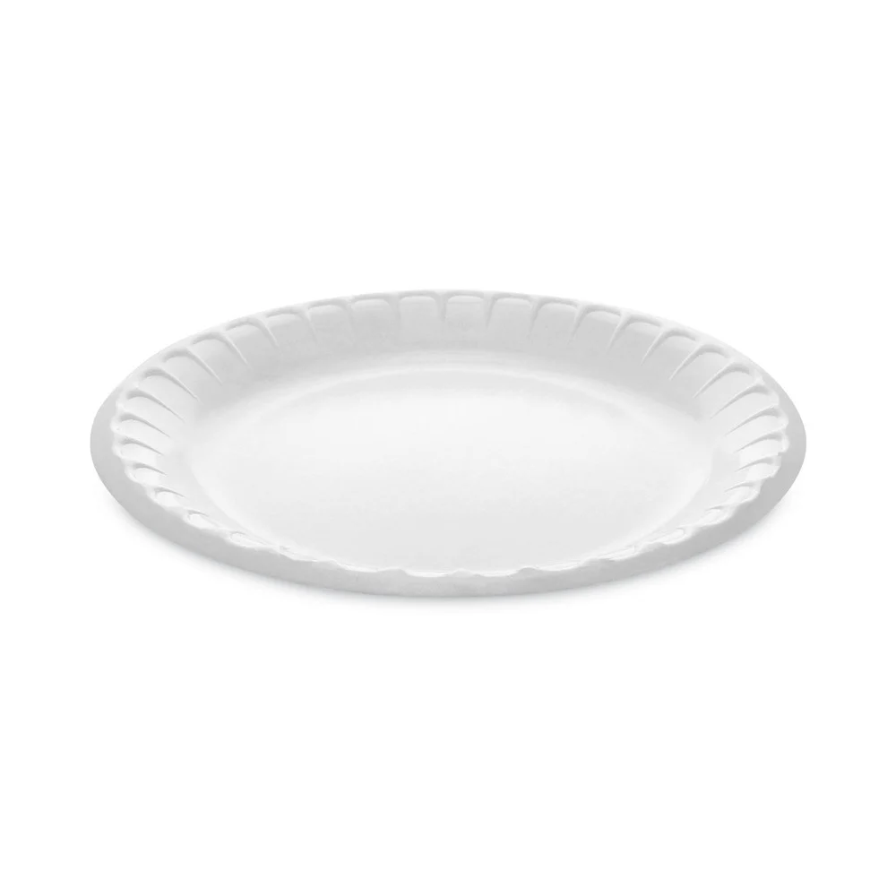 Pactiv Corp. YTK100090000 1 Compartment 9 in. Round Laminated Foam Plates - White (500/Carton)