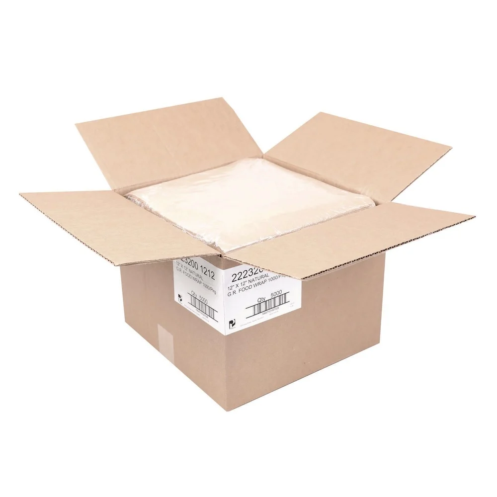 Paterson WG01009 12 in. x 12 in. Grease-Resistant Food Wrap - Natural (5000/Carton)