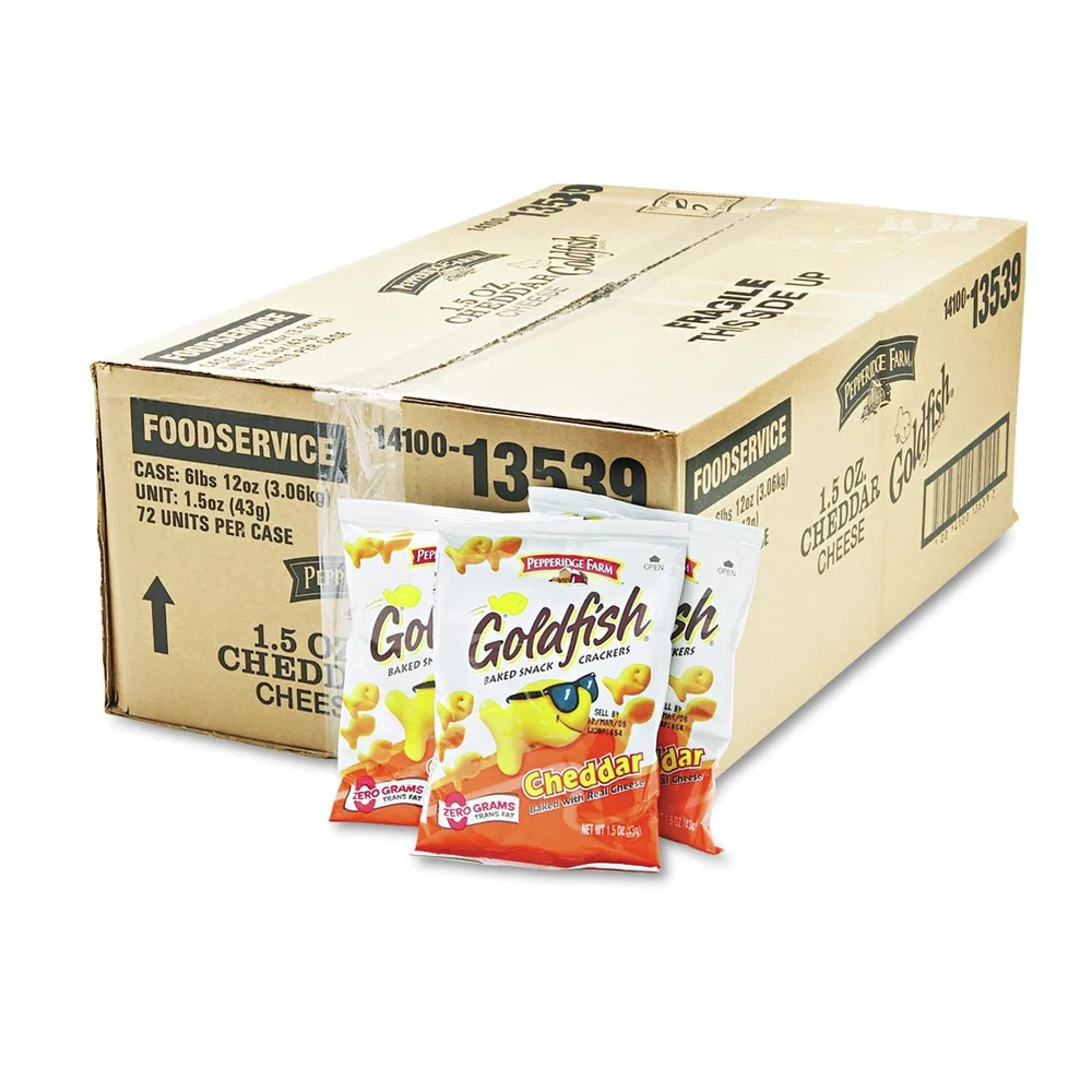 Pepperidge Farm Goldfish 1.5 oz. Bag Single-Serve Snack Crackers - Cheddar (72/Carton)