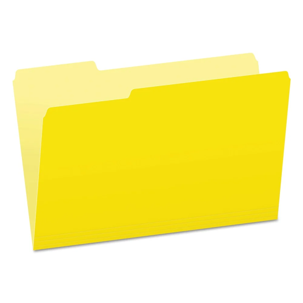 Pendaflex 1/3-Cut Tabs Assorted Legal Size Colored File Folders - Yellow/Light Yellow (100/Box)