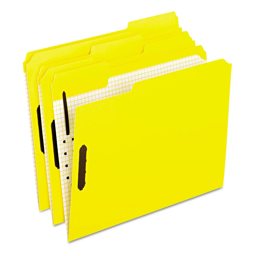 Pendaflex 2 Fasteners Letter Size Colored Classification Folders with Embossed Fasteners - Yellow Exterior (50/Box)
