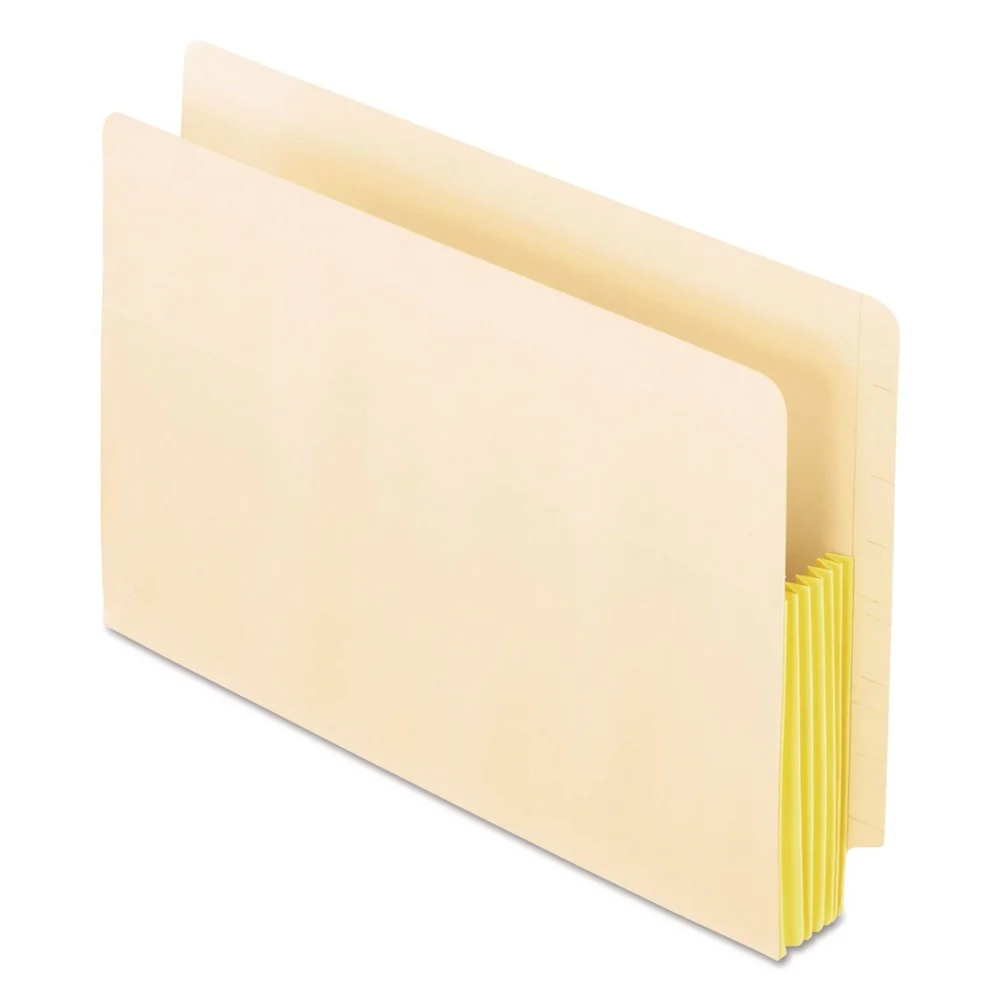 Pendaflex 5.25 in. Expansion Legal Size Drop Front Shelf File Pockets with Rip-Proof-Tape Gusset Top - Manila (10/Box)