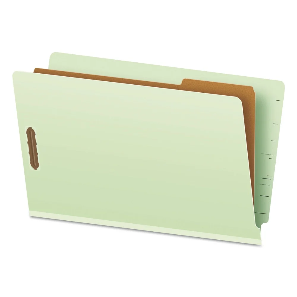Pendaflex 2 in. Expansion 1 Divider 4 Fasteners End Tab Classification Legal Folders - Pale Green (10/Box)