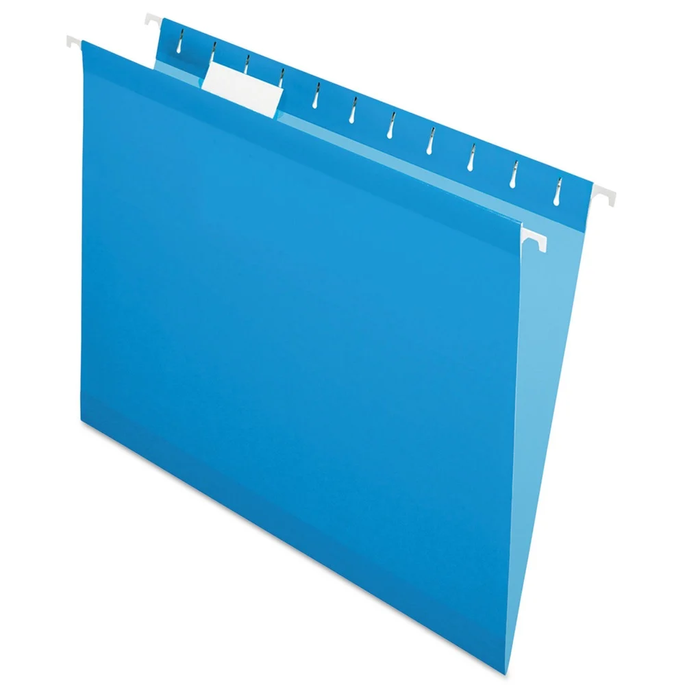 Pendaflex 1/5-Cut Tabs Colored Reinforced Hanging Letter Folders - Blue (25/Box)