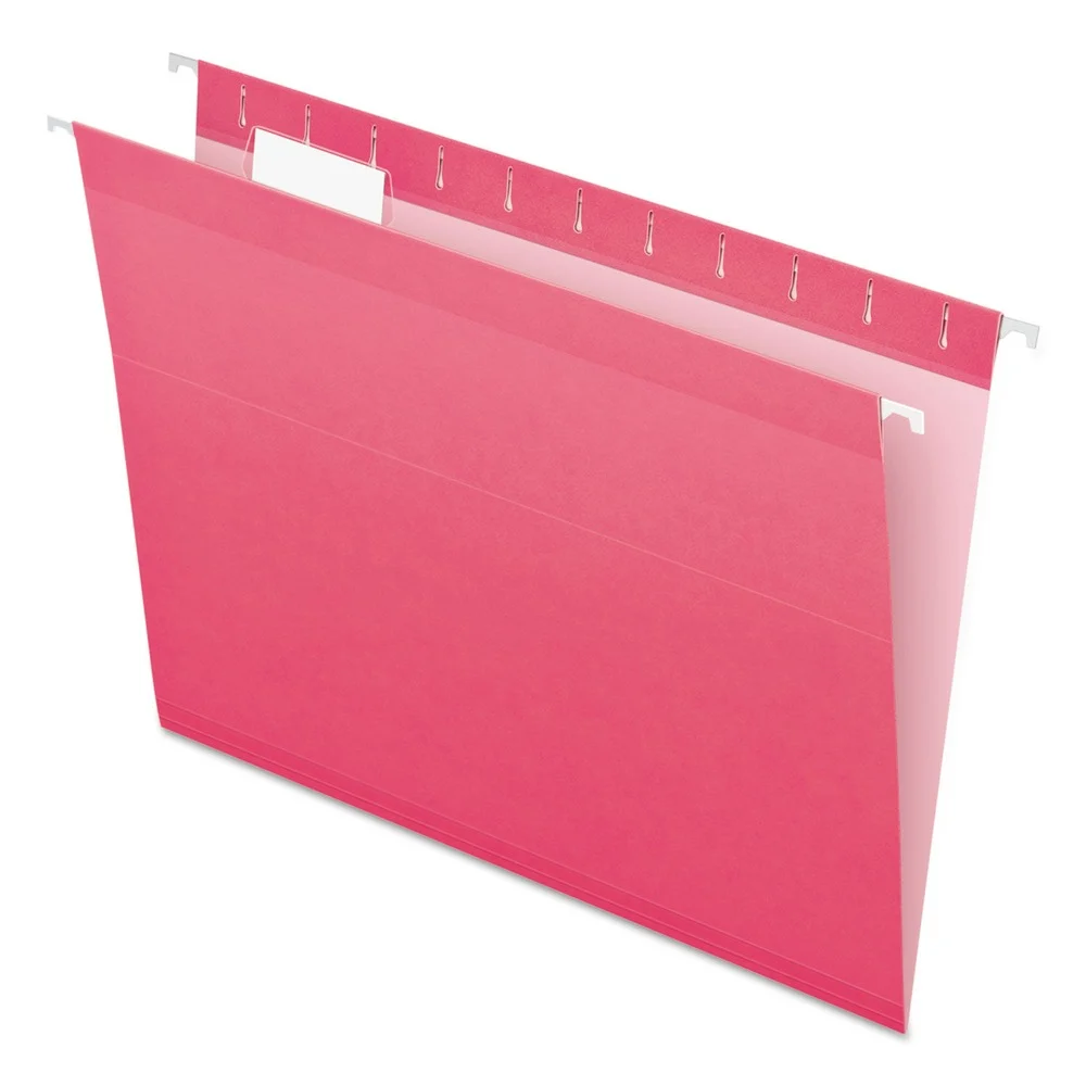 Pendaflex 1/5-Cut Tabs Colored Reinforced Hanging Letter Folders - Pink (25/Box)