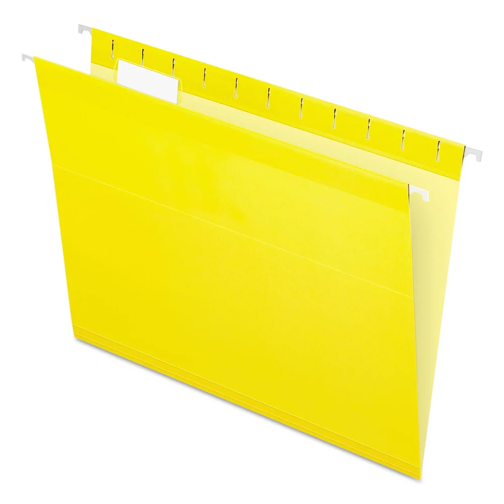 Pendaflex 1/5-Cut Tabs Letter Size Colored Reinforced Hanging Folders - Yellow (25/Box)