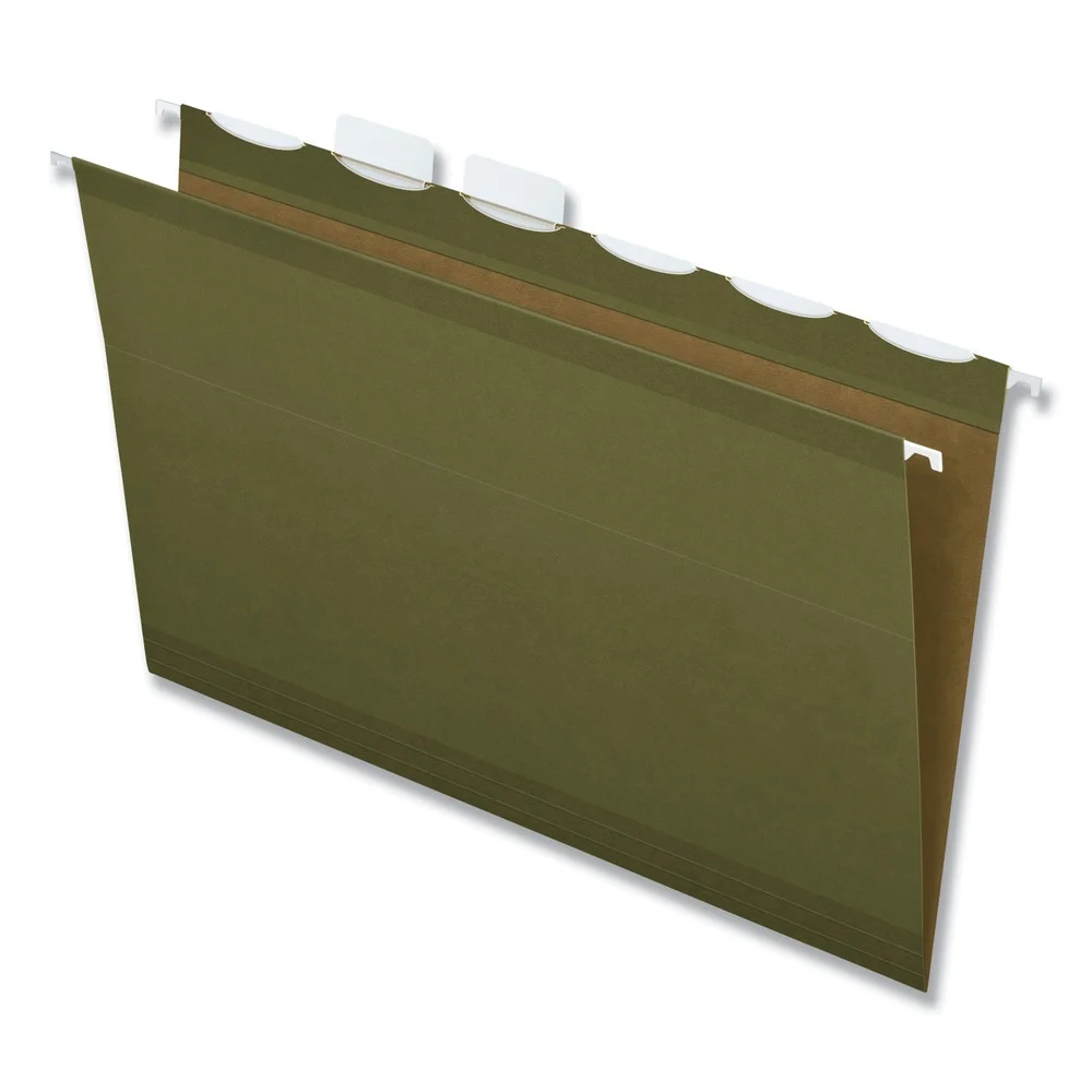 Pendaflex Ready-Tab 1/6-Cut Tabs Reinforced Hanging Legal File Folders - Standard Green (25/Box)