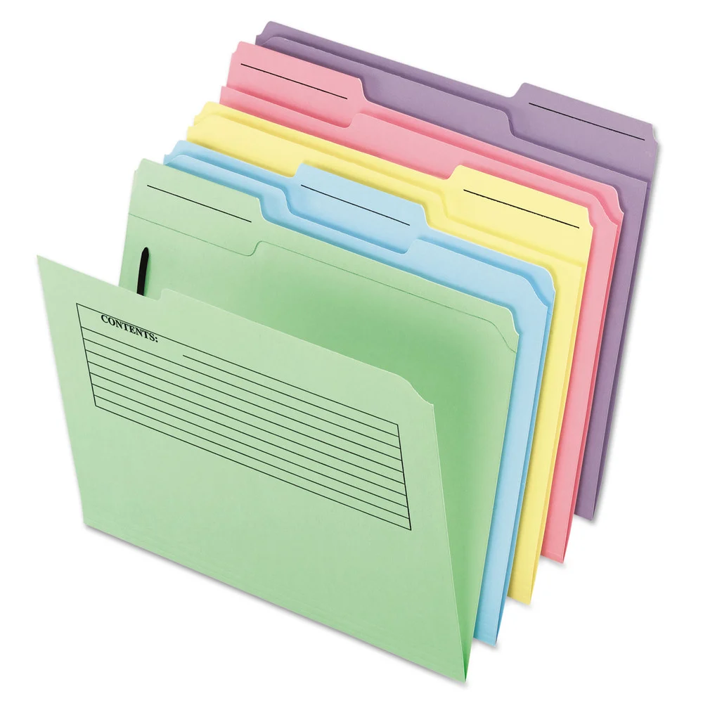 Pendaflex 1-Fastener Letter Size Printed Notes Fastener Folder - Assorted Colors (30/Pack)
