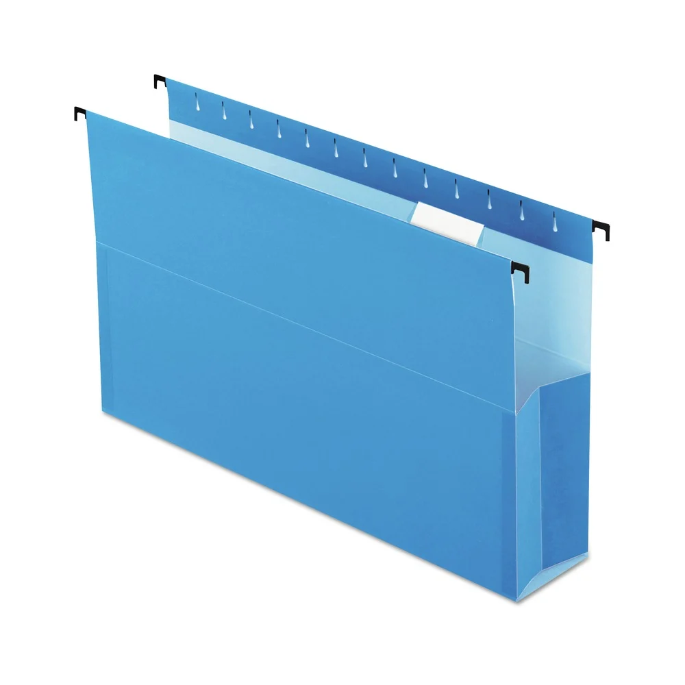Pendaflex SureHook 3 in. Capacity 1/5-Cut Tabs 1 Section Legal Size Reinforced Extra-Capacity Hanging Box File - Blue (25/Box)