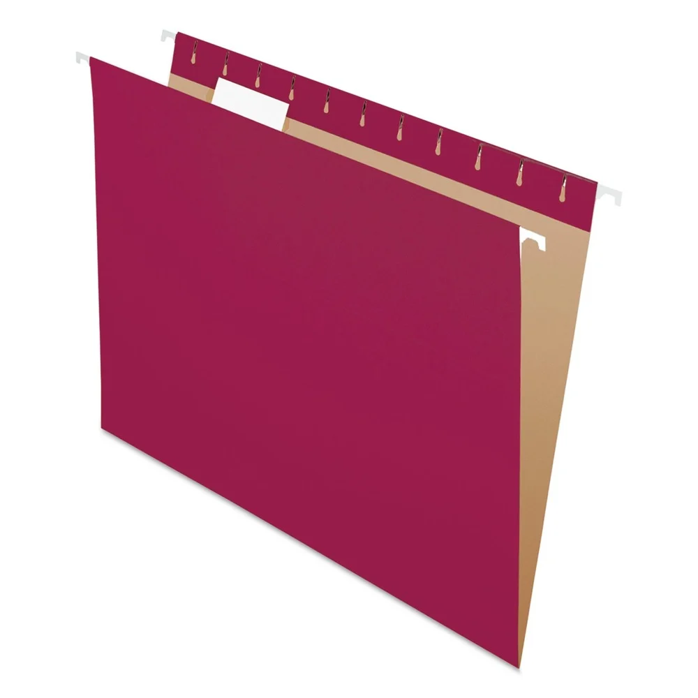Pendaflex 1/5-Cut Tabs Letter Size Colored Hanging Folders - Burgundy (25/Box)