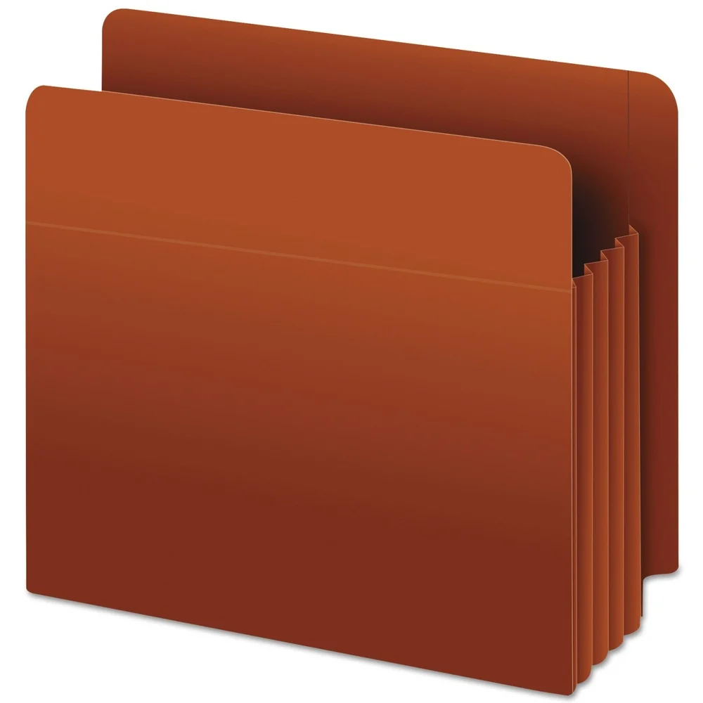 Pendaflex 95343 3.5 Expansion Letter Size Heavy-Duty End Tab File Pockets - Red Fiber (10/Box)