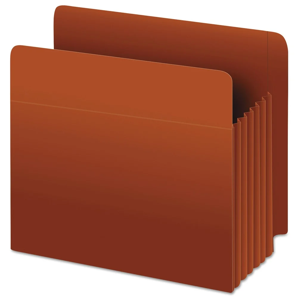 Pendaflex 5.25 in. Expansion Heavy-Duty End Tab File Pockets - Letter Size, Red Fiber (10/Box)