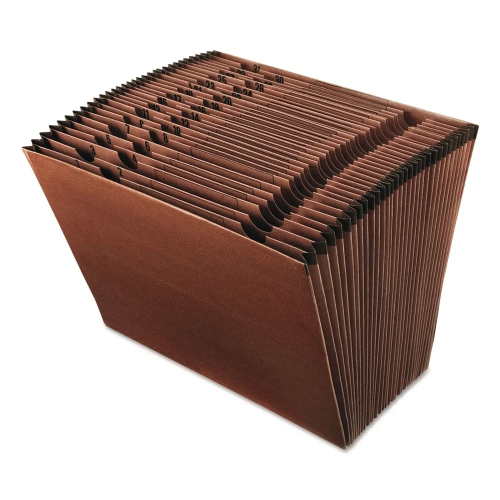 Pendaflex 1/31-Cut Tabs Letter Size 31 Sections Earthwise Recycled Indexed Expanding File - Red Fiber