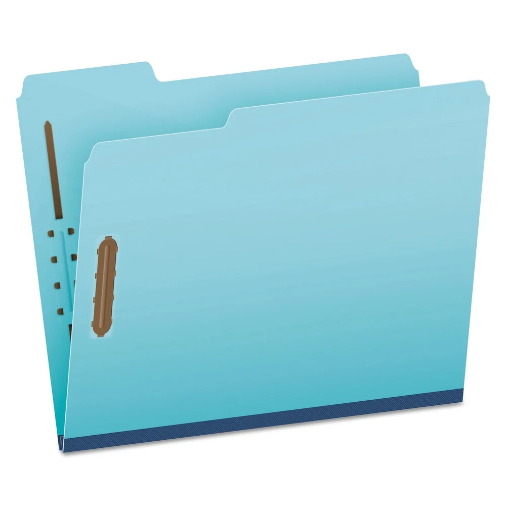 Pendaflex 1/3-Cut Tabs 1 in. Expansion 2 Fasteners Heavy-Duty Pressboard Folders With Embossed Fasteners - Letter Size, Blue (25/Box)