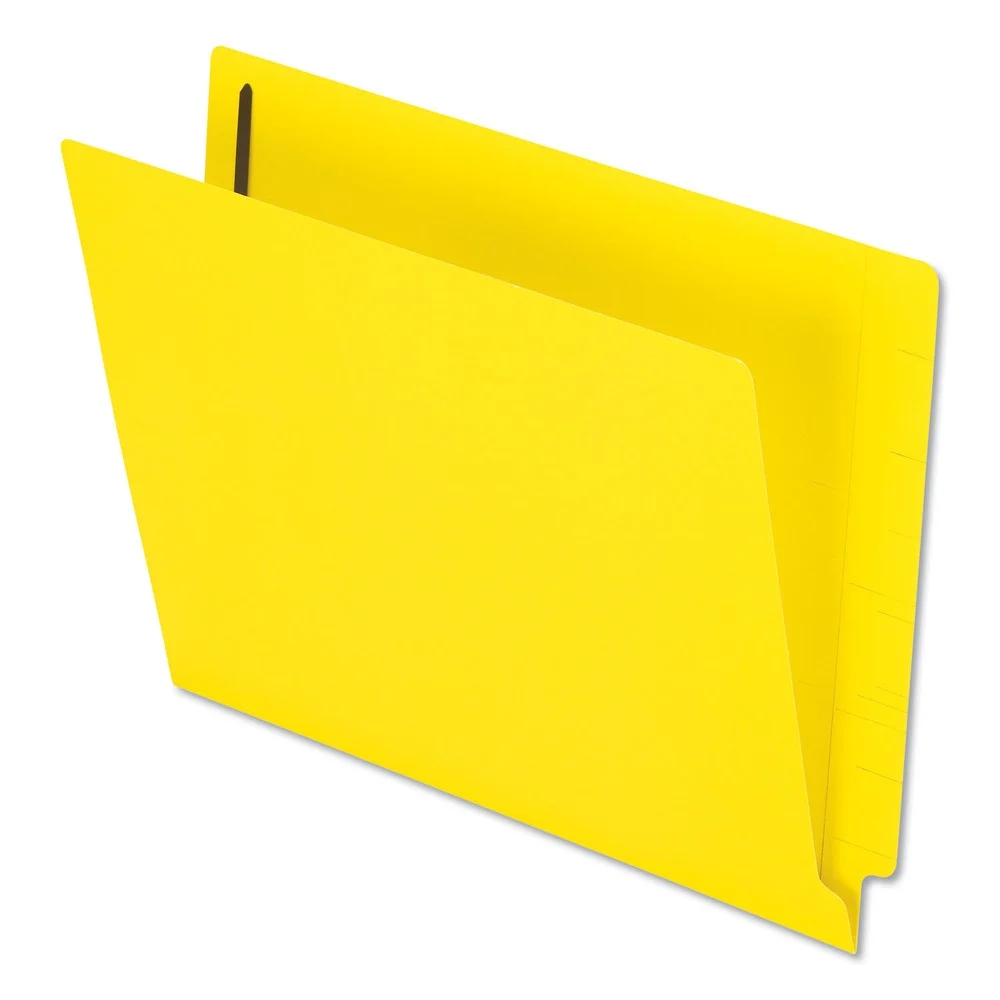 Pendaflex 0.75 in. Expansion 2 Fasteners Letter Size Colored Reinforced End Tab Fastener Folders - Yellow Exterior (50/Box)