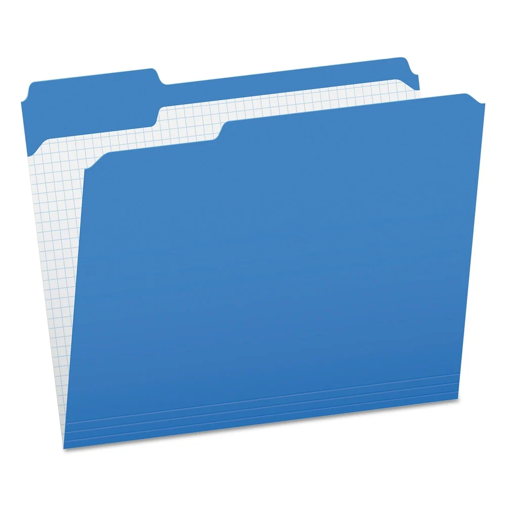 Pendaflex 1/3-Cut Tabs Letter Size Double-Ply Reinforced Top Tab Colored File Folders - Blue (100/Box)