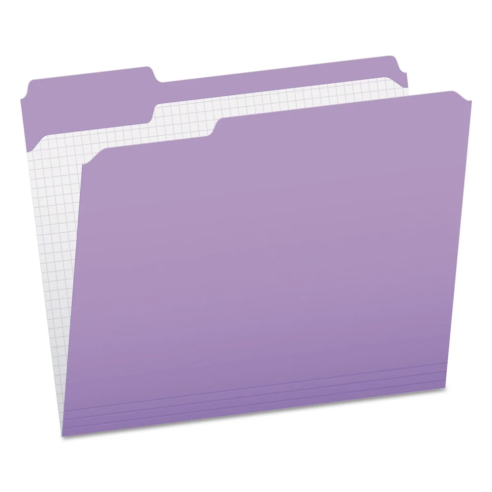 Pendaflex 0.75 in. Expansion Double-Ply Reinforced 1/3-Cut Top Tab Colored File Folders - Letter Size/Lavender (100/Box)