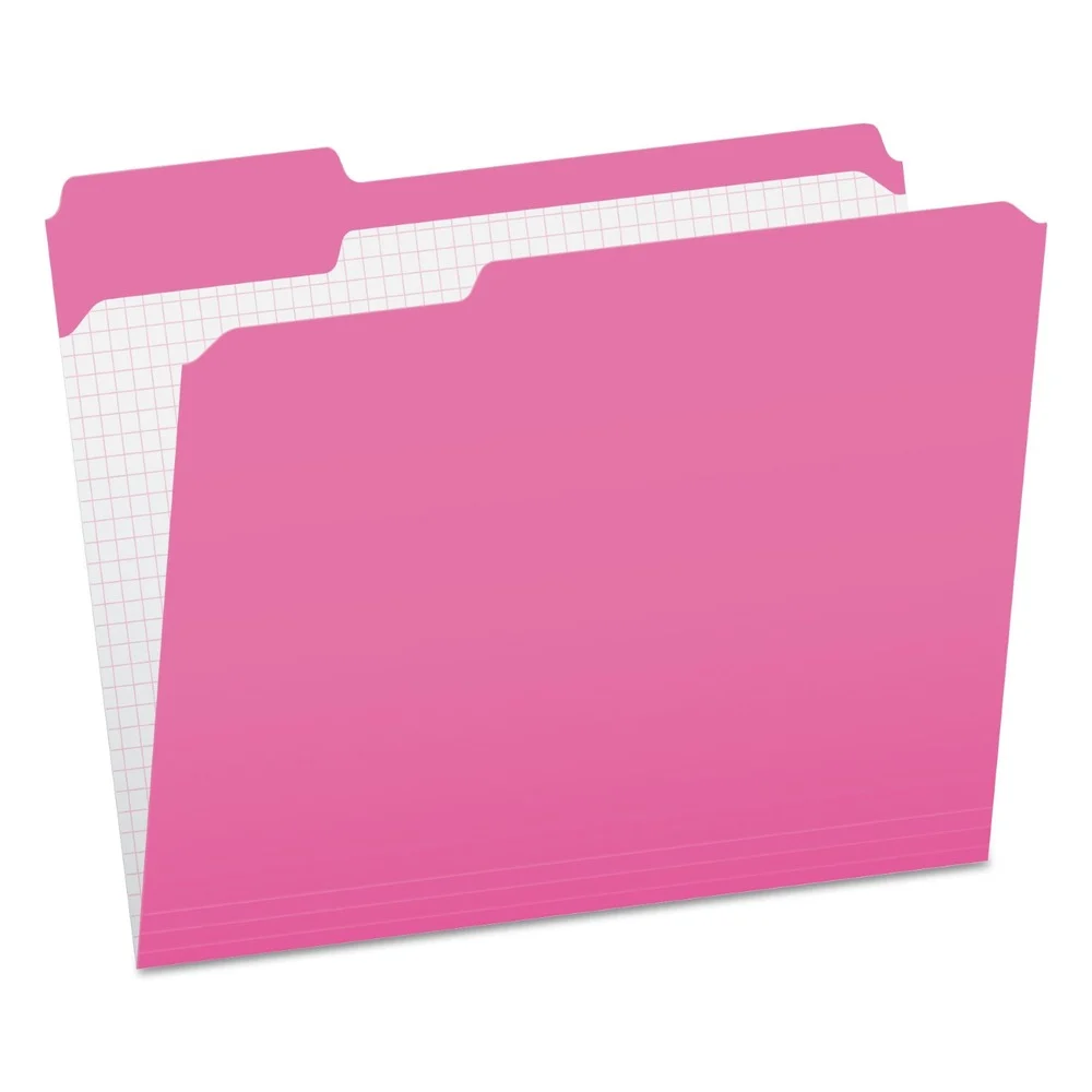 Pendaflex Reinforced Top Tab File Folders, 1/3 Cut, Letter - Pink (100/Box)