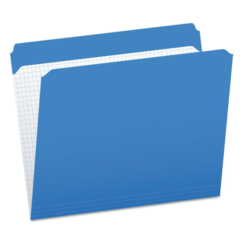 Pendaflex 0.75 in. Expansion Double-Ply Reinforced Top Tab Colored File Folders - Letter Size/Blue (100/Box)