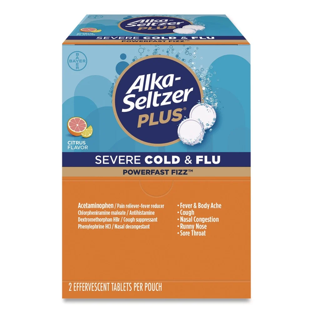 Alka-Seltzer Plus PowerFast Fizz Sever Cold and Flu Effervescent Tablet 2 Tablets/Pouch 30 Pouches/Box