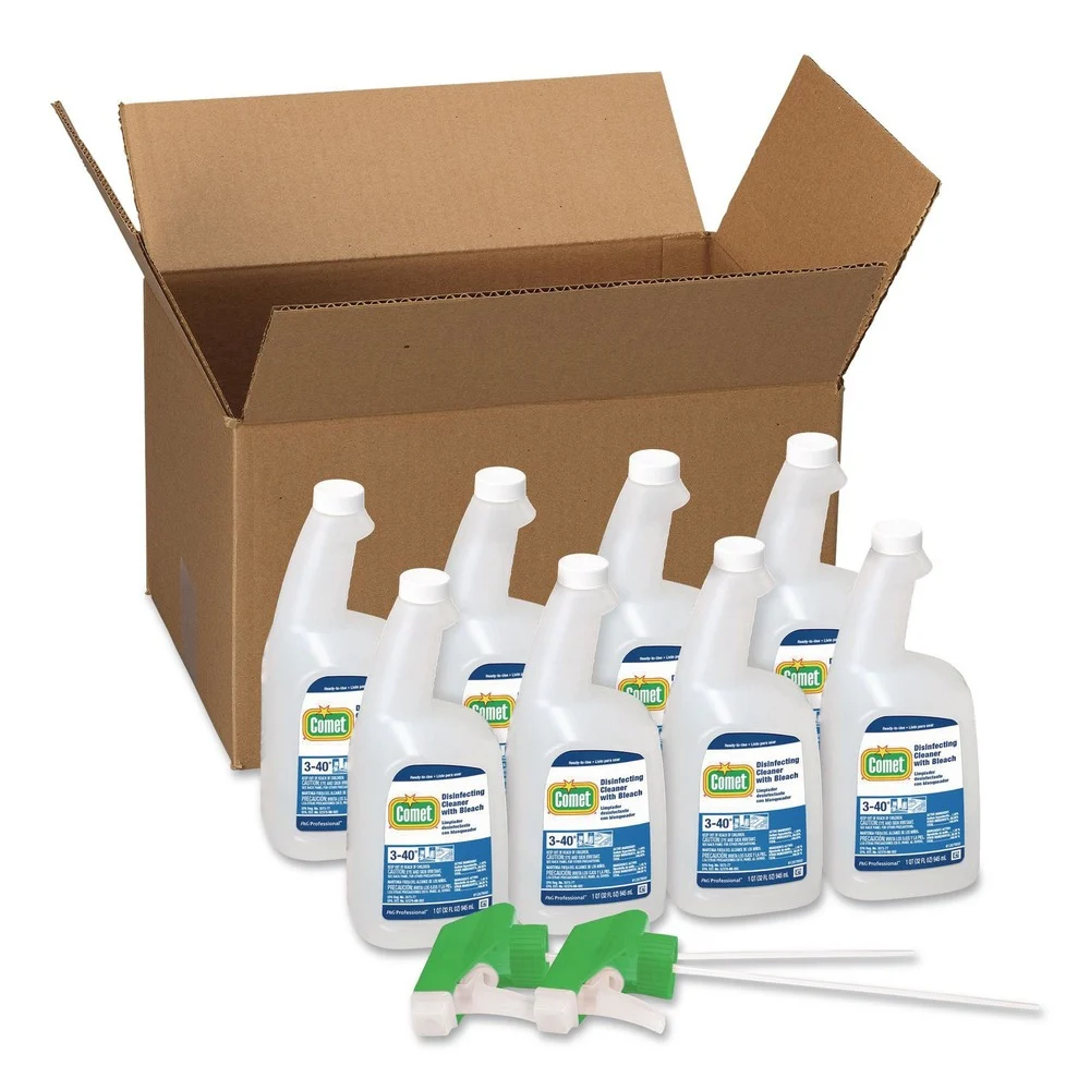 Comet 30314 32 oz. Plastic Spray Bottle Fresh Scent Disinfecting Cleaner with Bleach (8/Carton)