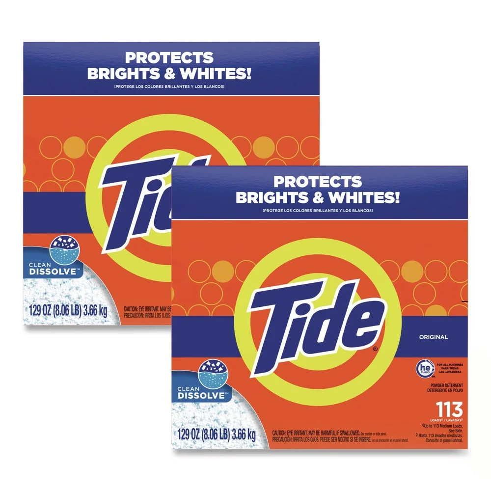 Tide 129 oz HE Compatible Powder Laundry Detergent - Original Scent (2/Carton)