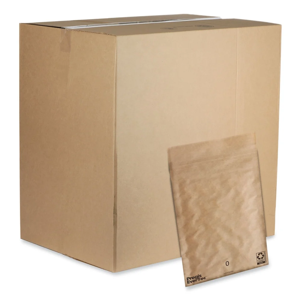 Pregis EverTec 7 in. x 9 in. No. 0 Self-Adhesive Closure Kraft Paper Curbside Recyclable Padded Mailer - Brown (300/Carton)