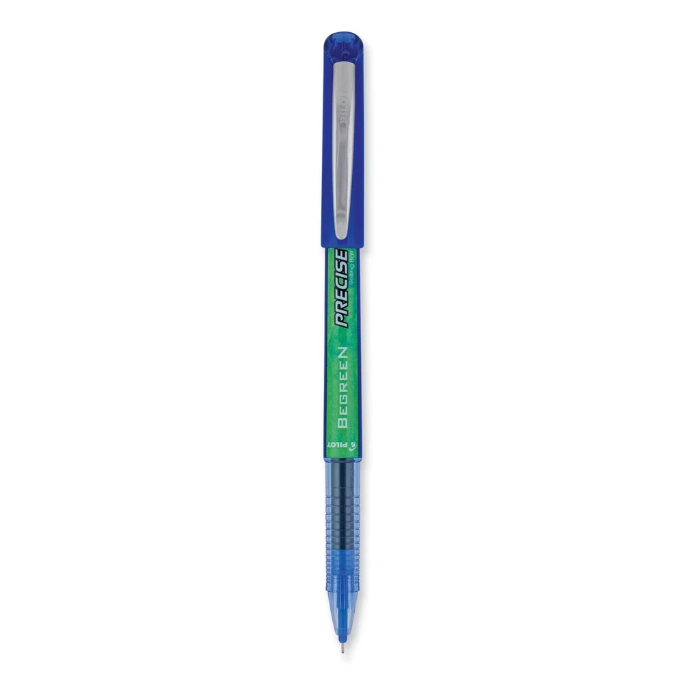 Pilot 0.5 mm Extra-Fine Precise V5 BeGreen Stick Roller Ball Pen - Blue Ink, Blue Barrel (1-Dozen)