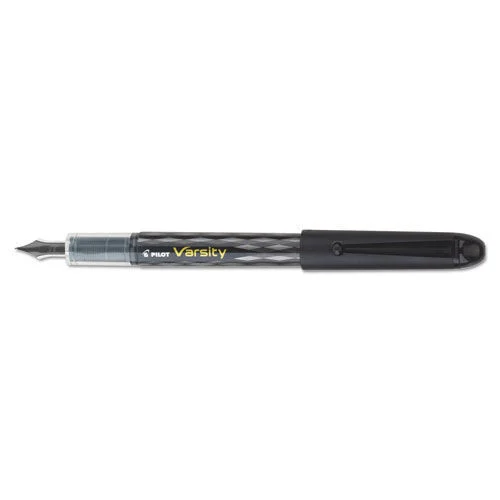 Pilot Varsity Medium 1 millimeter Fountain Pen - Black Ink/Clear/Black Barrel