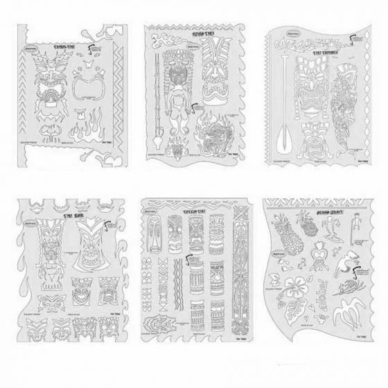 ANEST IWATA Artool? FH-TM-7 Tiki Master Series Freehand Airbrush Template Set, M