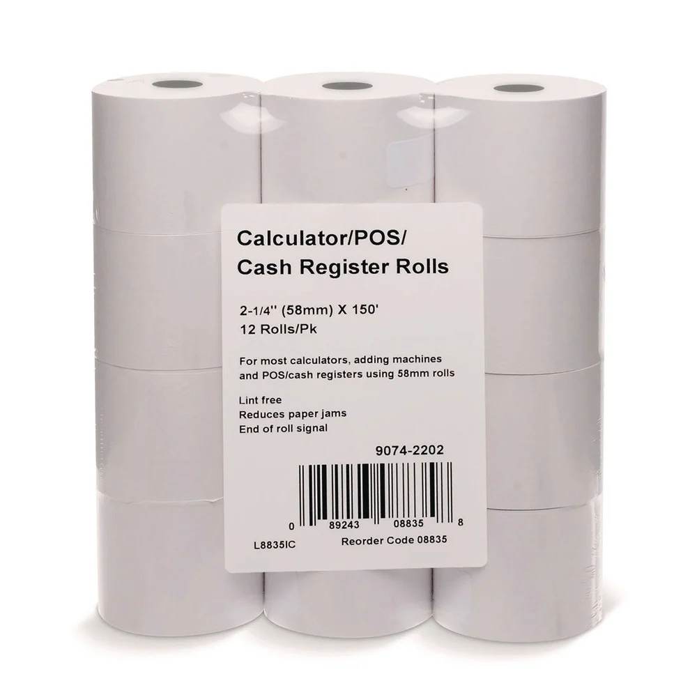 PM Company 2.25 in. x 150 ft. Impact Bond Paper Rolls - White (12/Pack)