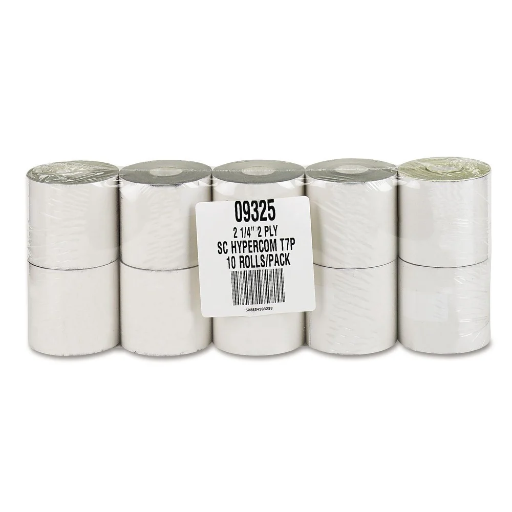 PM Company 2.25 in. x 70 ft. Impact Printing Carbonless Paper Rolls - White/Canary (10/Pack)