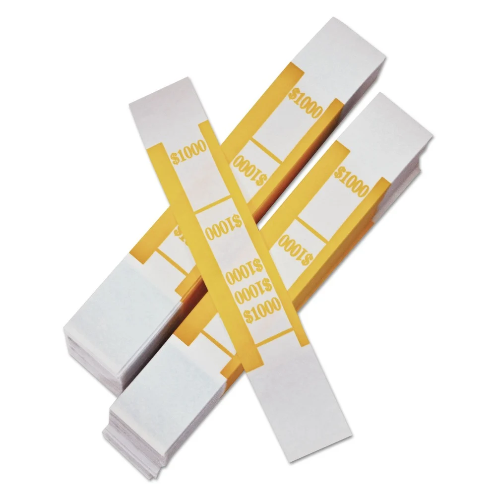 PM Company Color-Coded $10 / $1000 Kraft Currency Straps (1000/Pack)