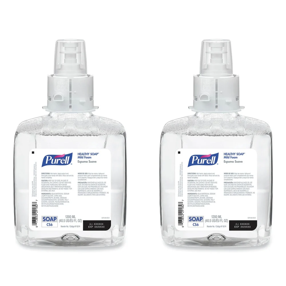 PURELL 6574-02 HEALTHY SOAP 1,200 mL Mild Foam Refill for CS6 Dispensers - Fragrance-Free (2/Carton)