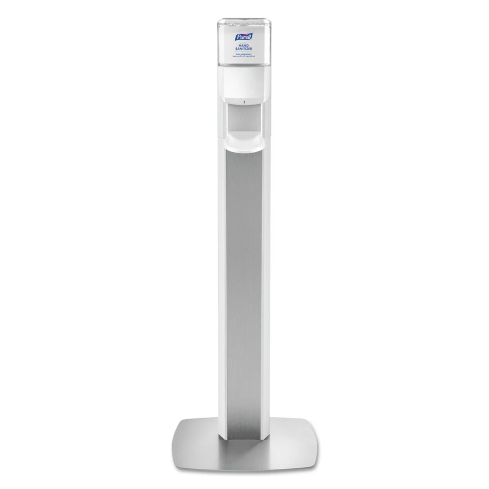 PURELL 7306-DS-SLV MESSENGER ES6 13.16 in. x 16.63 in. x 51.57 in. 1,200 mL Floor Stand with Dispenser - Silver/White