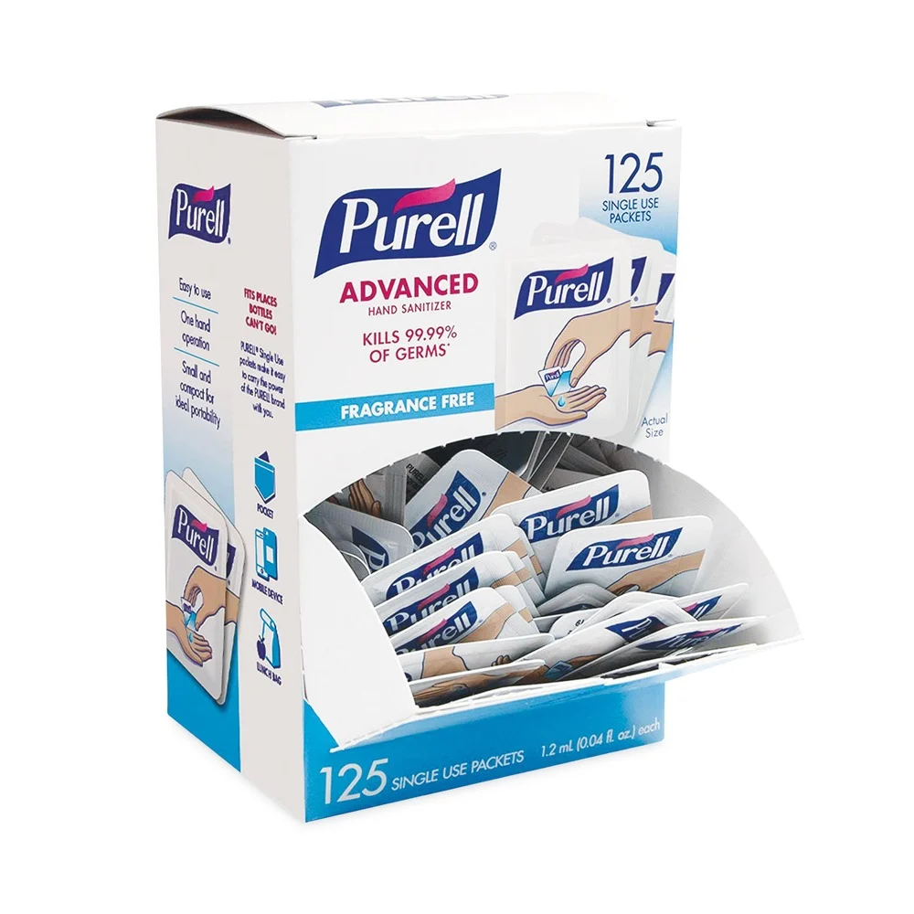 PURELL 1.2 mL Packet Advanced Single Use Gel Hand Sanitizer - Fragrance-Free (125/Box)