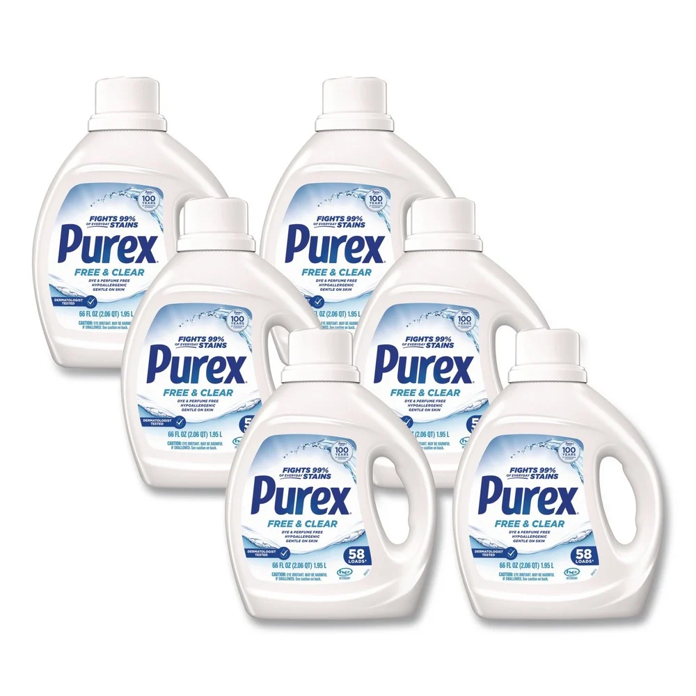 Purex Free and Clear 66 oz 58 Loads Liquid Laundry Detergent - Unscented (6/Carton)