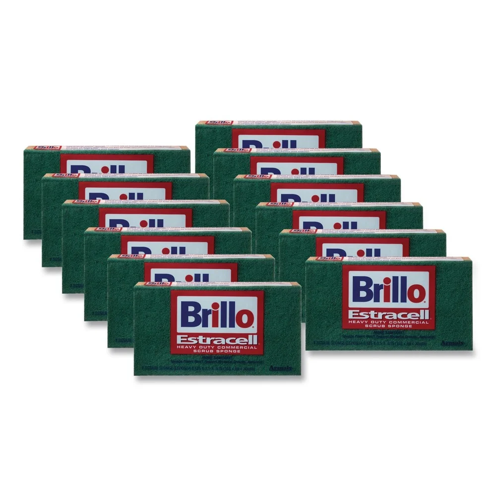 Brillo 3.5 in. x 6.12 in. Commercial Heavy-Duty Scrub Sponge - Orange/Green (12/Carton)