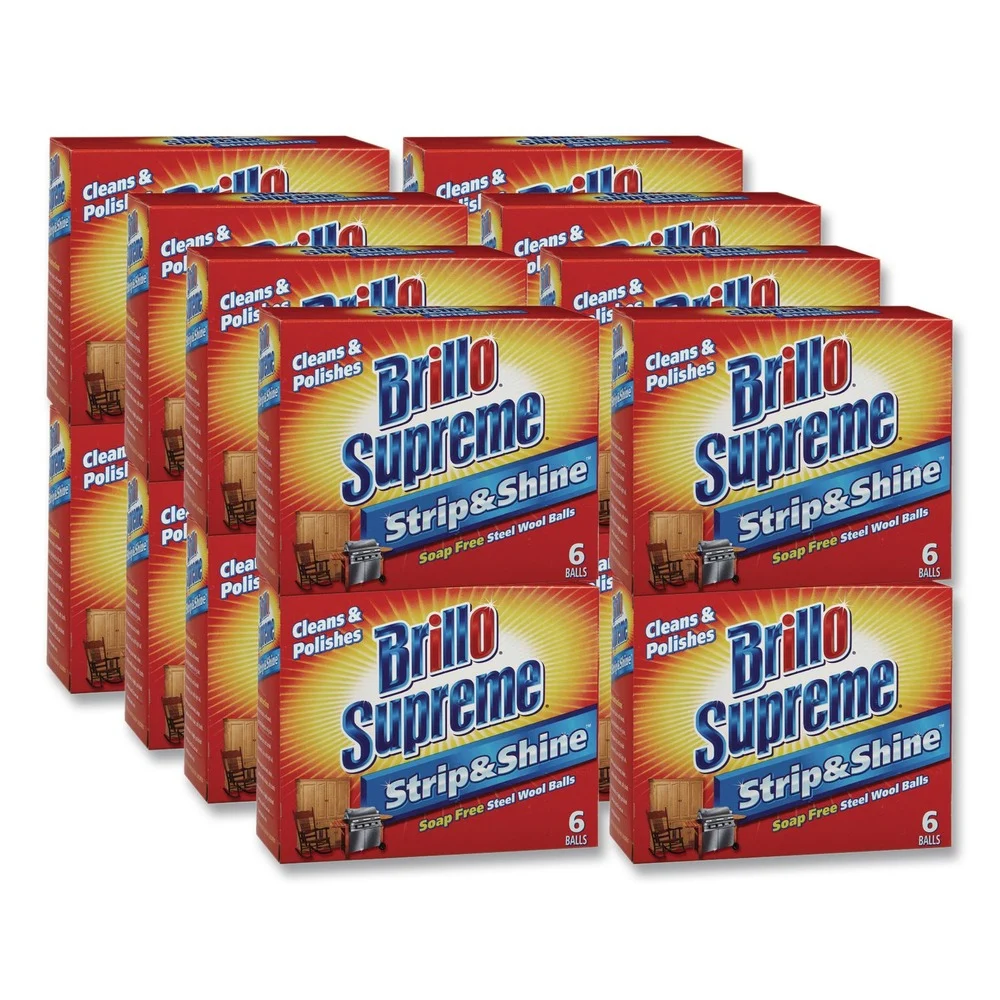 Brillo Strip and Shine 2.5 in. x 2 in. Steel Wool Balls - Gray (24/Carton)