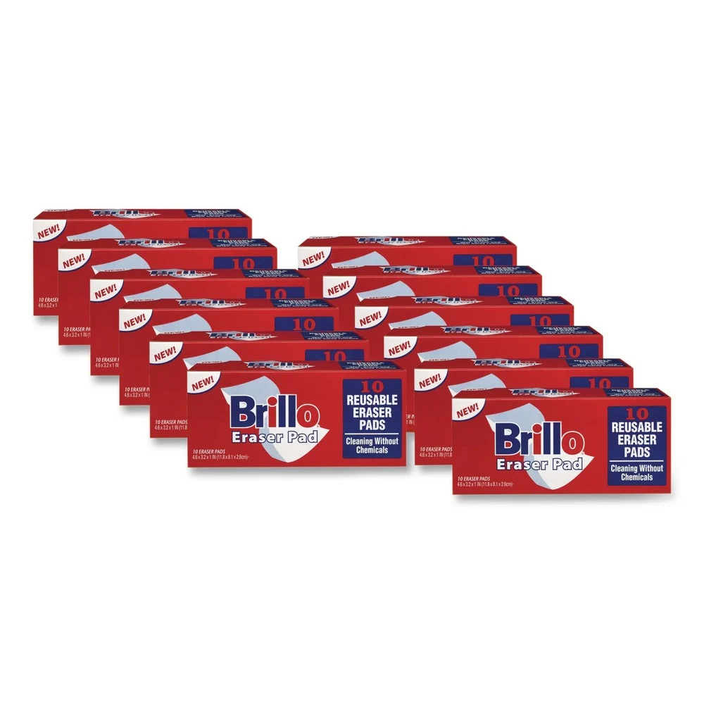 Brillo 3.2 in. x 4.6 in. Commercial Eraser Pads - White (12/Carton)