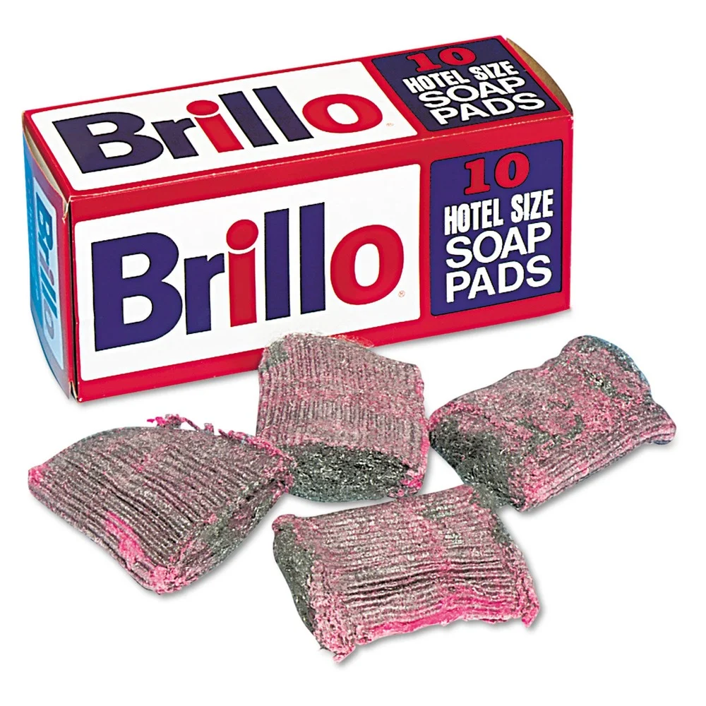 Brillo 4 in. x 4 in. Hotel Size Soap Pad - Charcoal/Pink (10/Box)