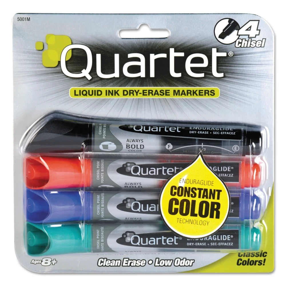 Quartet Broad Chisel Tip EnduraGlide Dry Erase Marker - Assorted (4/Set)