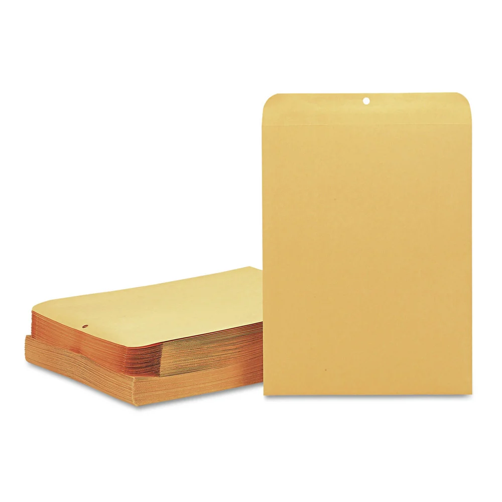 Quality Park 12 in. x 15.5 in. 32 lbs. Bond Weight Kraft #15 1/2 Square Flap Clasp/Gummed Closure Clasp Envelope - Brown Kraft (100/Box)