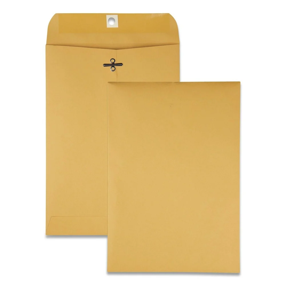 Quality Park 7 in. x 10 in. No. 68 28 lbs. Bond Weight Kraft Square Flap Clasp/Gummed Closure Clasp Envelope - Brown Kraft (100/Box)