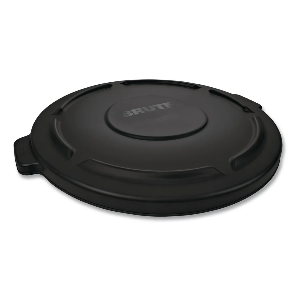 Rubbermaid Commercial BRUTE 22.25 in. Diameter Self-Draining Flat Top Lids for 32 Gallon Round BRUTE Containers - Black