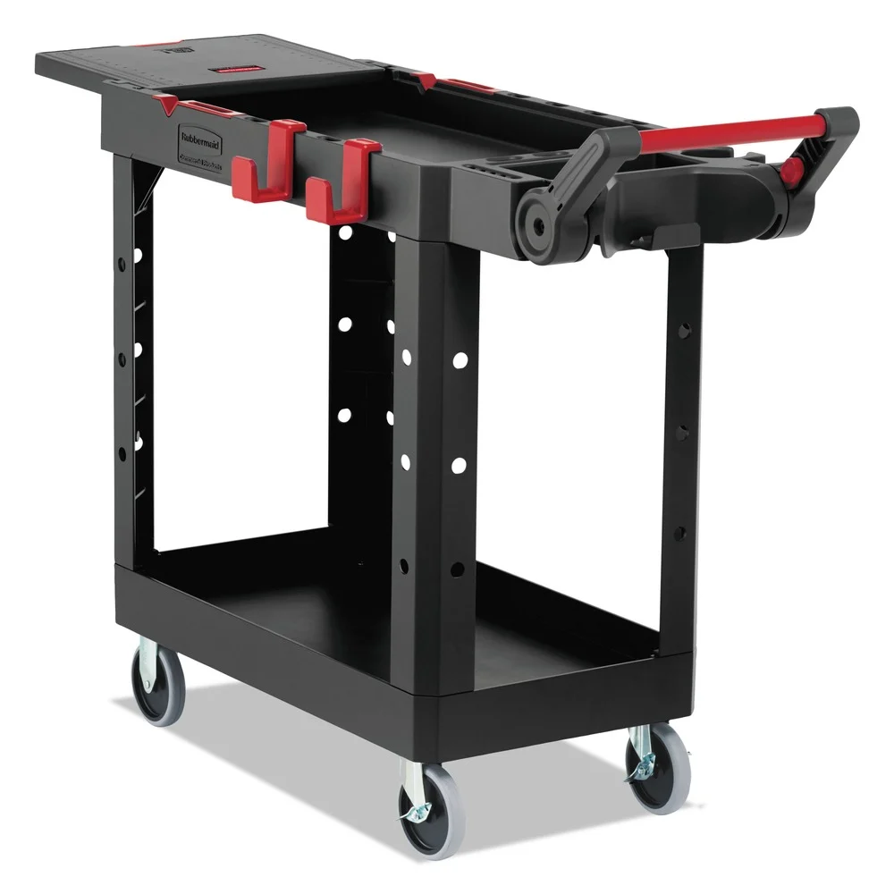 Rubbermaid Commercial Heavy Duty 17.8 in. x 46.2 in. x 36 in. Adaptable Utility Cart - Small, Black