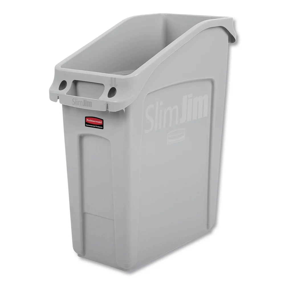 Rubbermaid Commercial Slim Jim 13 gal Polyethylene Under Counter Container - Gray