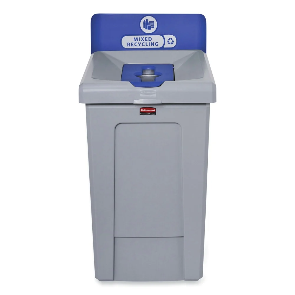 Rubbermaid Commercial Slim Jim 33 gal 1-Stream Mixed Resin Recycling Station - Gray