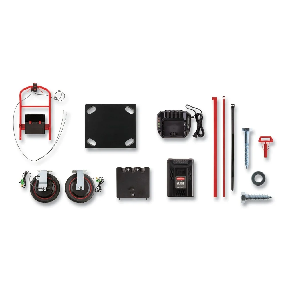Rubbermaid Commercial 0.5 mph to 3 mph DC Motor 60 V Lithium-Ion Battery Motorized Kit for 30 in. x 60 in. Platform Trucks - Large Black/Red