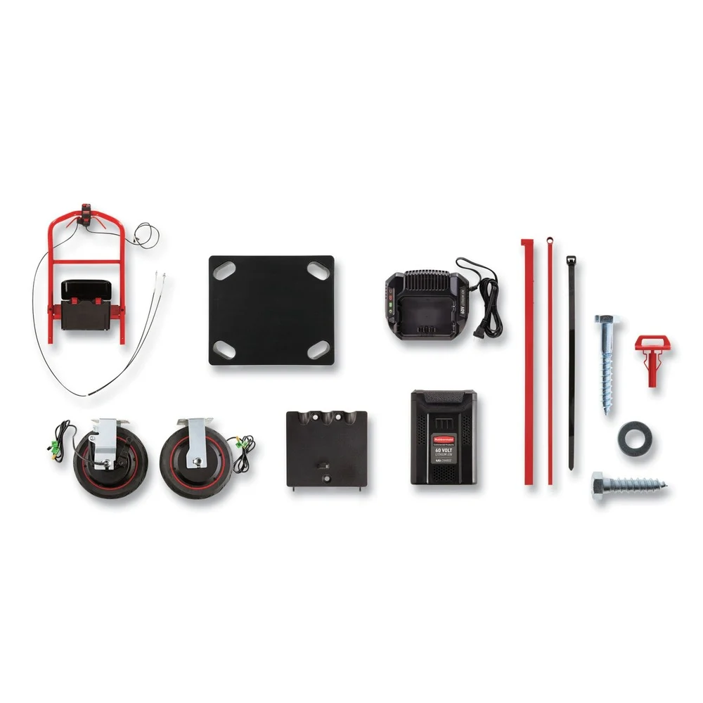 Rubbermaid Commercial 0.5 mph to 3 mph DC Motor 60 V Lithium-Ion Battery Motorized Kit for 24 in. x 48 in. Platform Trucks - Medium Black/Red